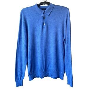 Lands' End men's size XL 3 button collared long sleeve 100% wool sweater